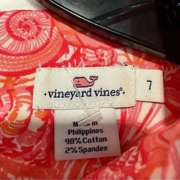 NWOT Girls Vineyard Vines Seashell Print Shift Dress Size 7 Pink Coral - Picture 3 of 9